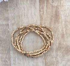 Faceted Beaded Stretchable bracelet For women, Set of 5 Pcs 22k gold plated